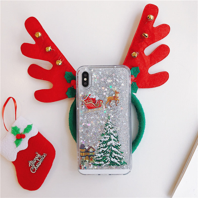 Santa Claus Christmas Tree Quicksand Shell Phone Case