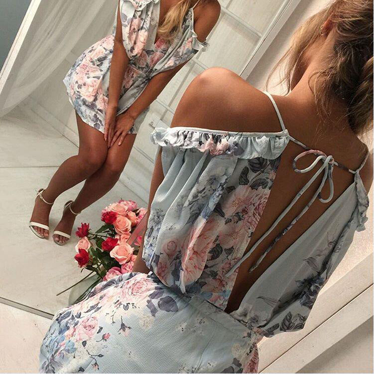V-neck Printed Sling Jumpsuit
