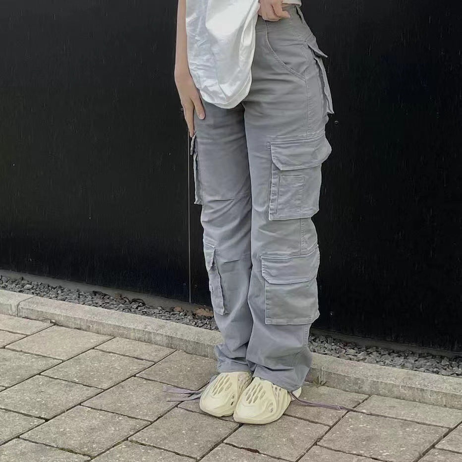 Street Hip-hop Trousers With Pockets - Low Waist Overalls Fashion Casual Cargo Pants