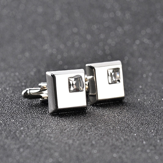 ✨ Fashionable Men's French Shirt with Personalized Diamond Cufflinks ✨ Fashionable Men's French Shirt With Personalized Diamond Cufflinks - JumoShop