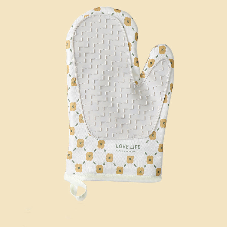 Insulation Gloves Oven Mitts - Anti-Scalding Non-Slip Kitchen Heat Resistant Thickened Cotton Heat Insulation Oven Gloves