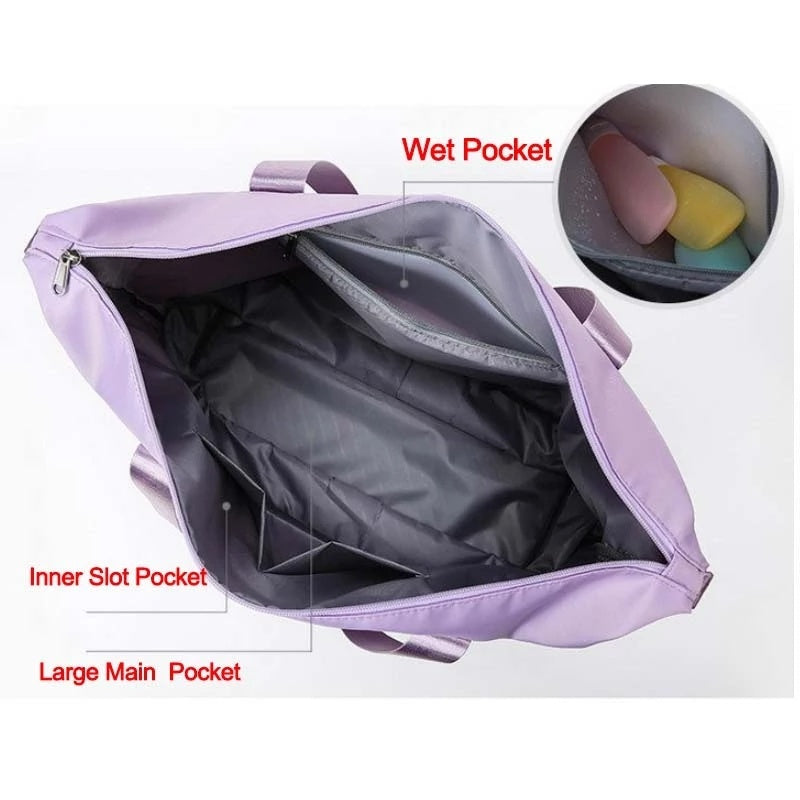 Foldable Storage Travel Bag - Waterproof Large Capacity Gym Fitness Bag,  Weekender Overnight For Women