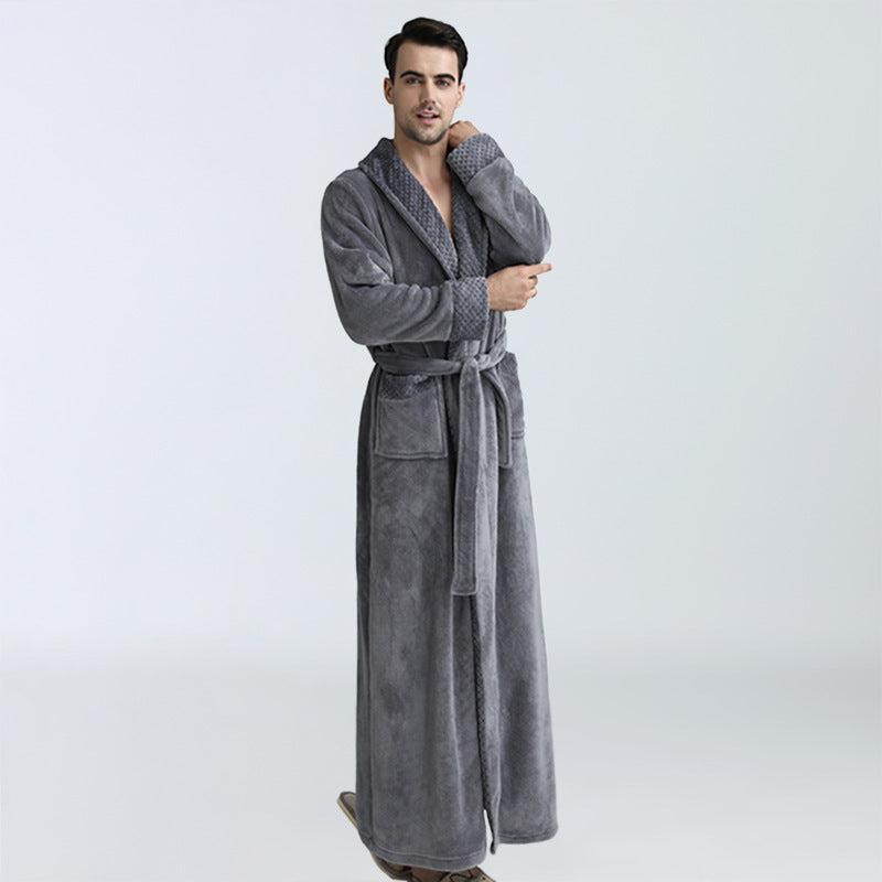 Men's Winter Coral Fleece Nightgown - Homewear Thickened Pajamas