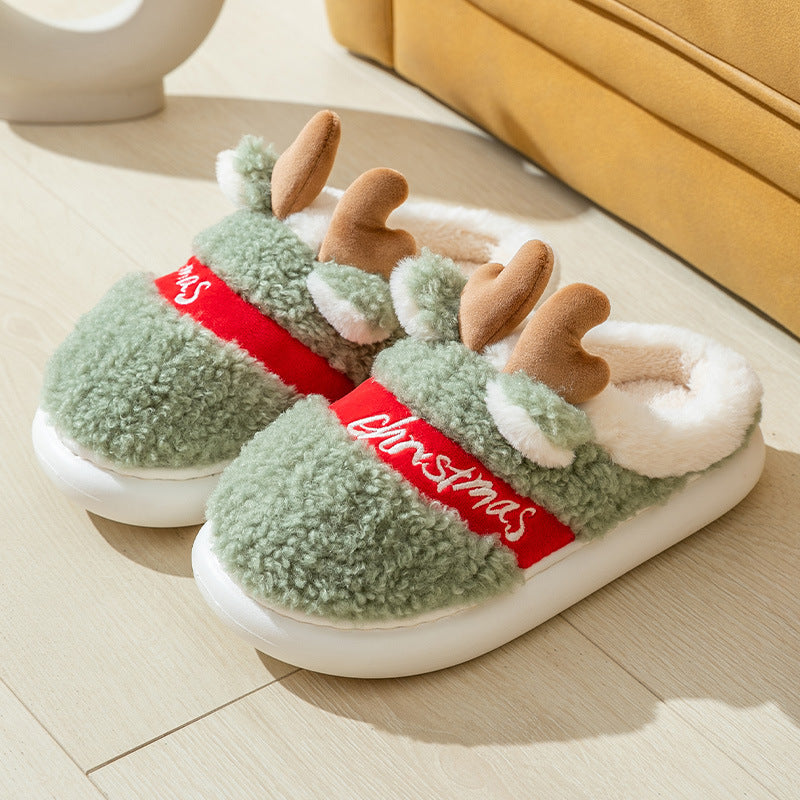 Christmas Shoes - Winter Home Slippers, Elk Soft Cozy Bedroom Slipper, Slip On House Shoes