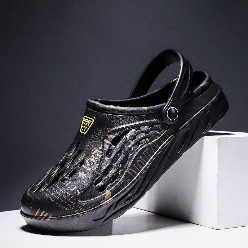 Letter Print Slippers - Men Summer Sandals Beach Shoes