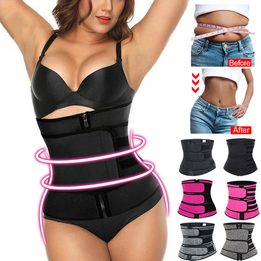 Tummy Sweat Shapewear Bodysuits - Women Waist Trainer Slimming 2-3 Belts Workout Shaper Corset