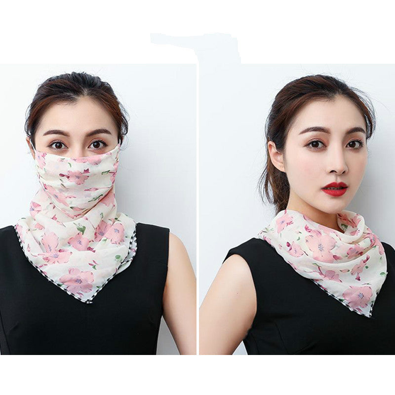 Hanging Ear Thin Face-covering Scarf - Triangle Veil Scarf