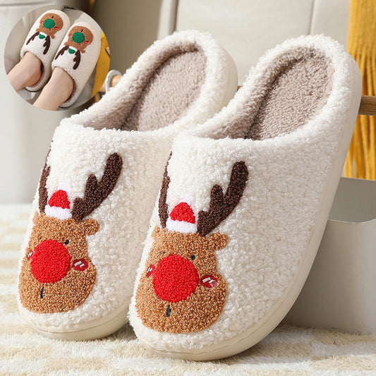 Christmas Shoes - Winter Home Slippers Elk Soft Cozy Bedroom Slipper Slip On House Shoes
