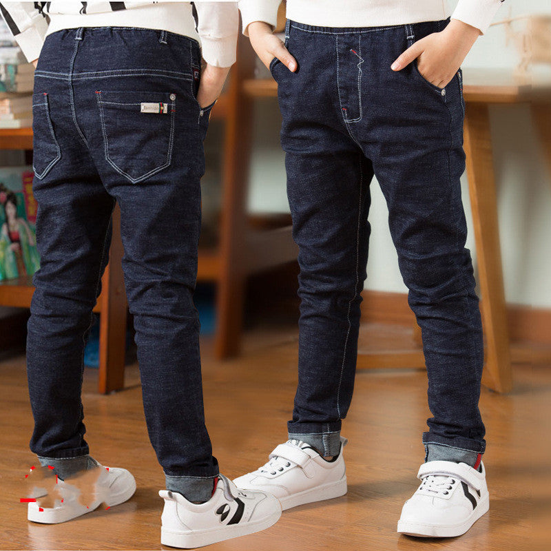 Boys' Jeans With Thick Fleece - Winter Children's Casual Wear