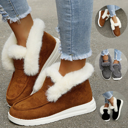 Snow Boots - Warm Winter Shoes, Plush Fur Ankle Boots Women