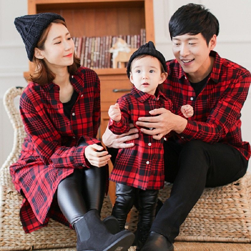 Parent-Child Red Plaid Shirt - Parent-child  Family Outfit