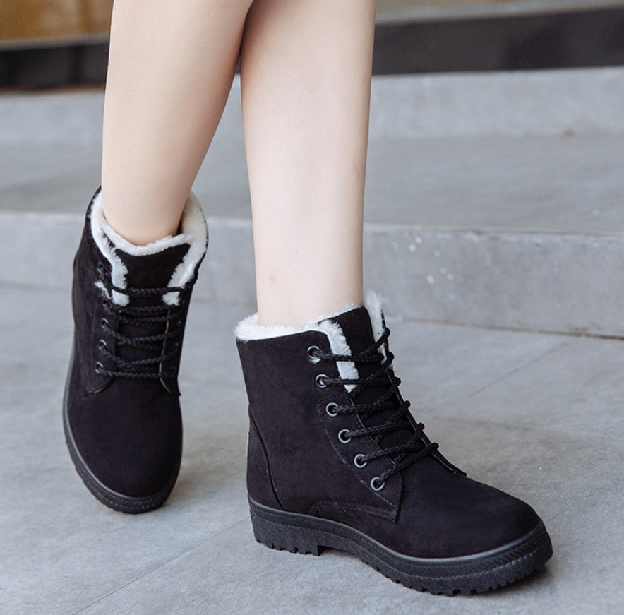 Women Snow Boots - Flat With Large Size Casual Cotton Shoes, Trend Women Vulcanized Shoes Artificial Plush