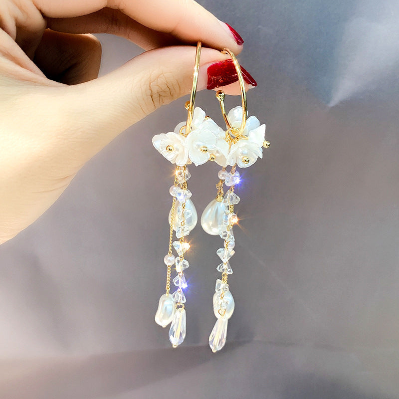 Sterling Silver Needle Light Luxury Pearl Earrings - Graceful Personality