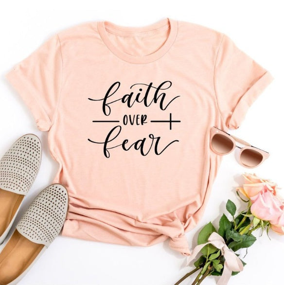 "Faith Over Fear" Christian T-Shirt - Women Faith Shirt