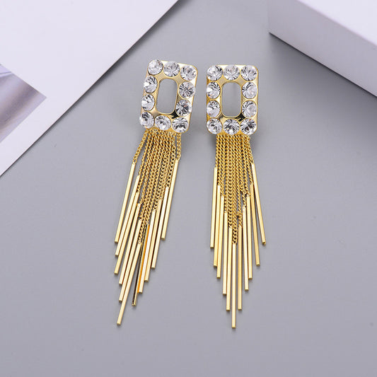 Elegant Zircon Tassel Earrings