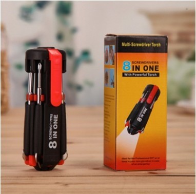 Car Supplies 8 In 1 Screwdriver With LED Flashlight - Car Portable Multifunctional Outdoor Tools
