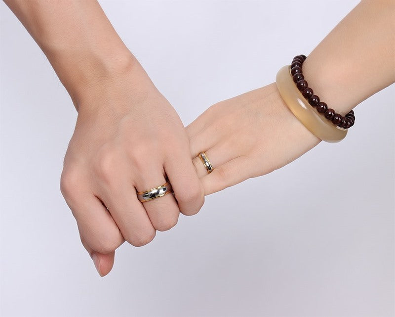 Tungsten Steel Couple Gold Engagement Ring