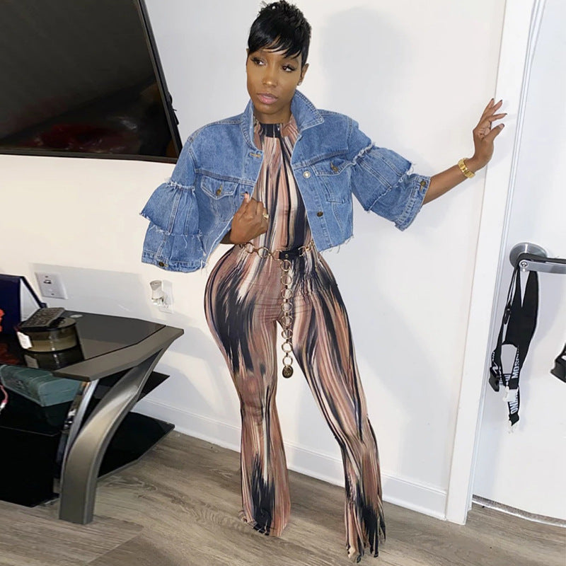 Halter Neck Printed Jumpsuit