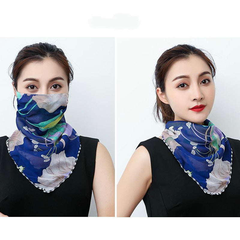 Hanging Ear Thin Face-covering Scarf - Triangle Veil Scarf