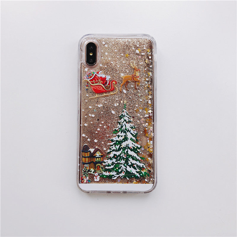 Santa Claus Christmas Tree Quicksand Shell Phone Case