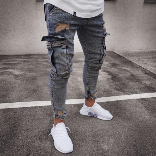 Cargo Hole Denim Jeans for Men
