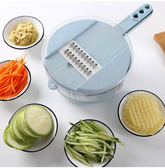 8-in-1 Mandoline Slicer Vegetable Cutter with Drain Basket, Grater & Peeler – Multifunction Kitchen Accessories! Vegetable Slicer, Potato Peeler, Carrot Onion Grater,  Strainer, Vegetable Cutter, Kitchen Accessories - JumoShop