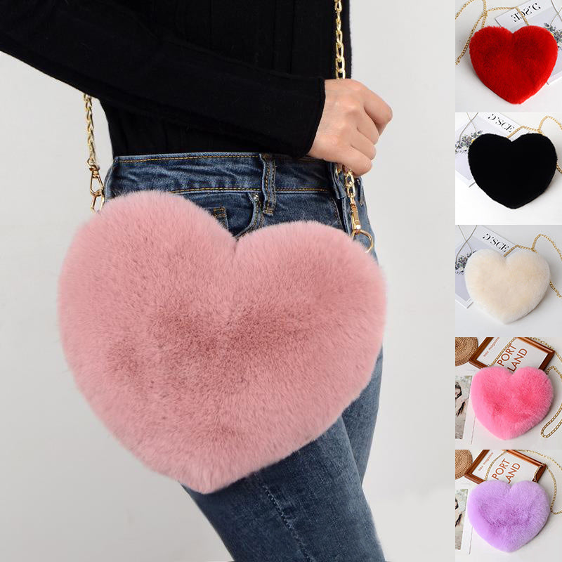 Love Bags For Women - Plush Chain Shoulder Bags Valentine's Day Party Bag