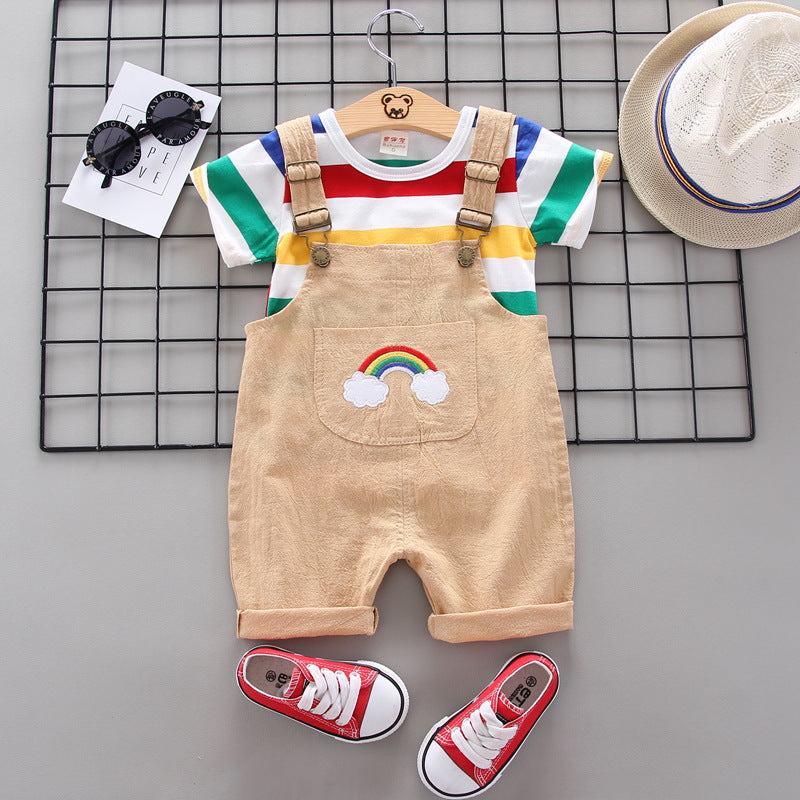 Rainbow Design Romper Pants and Top - Boys and Girls Baby Kids clothing Set