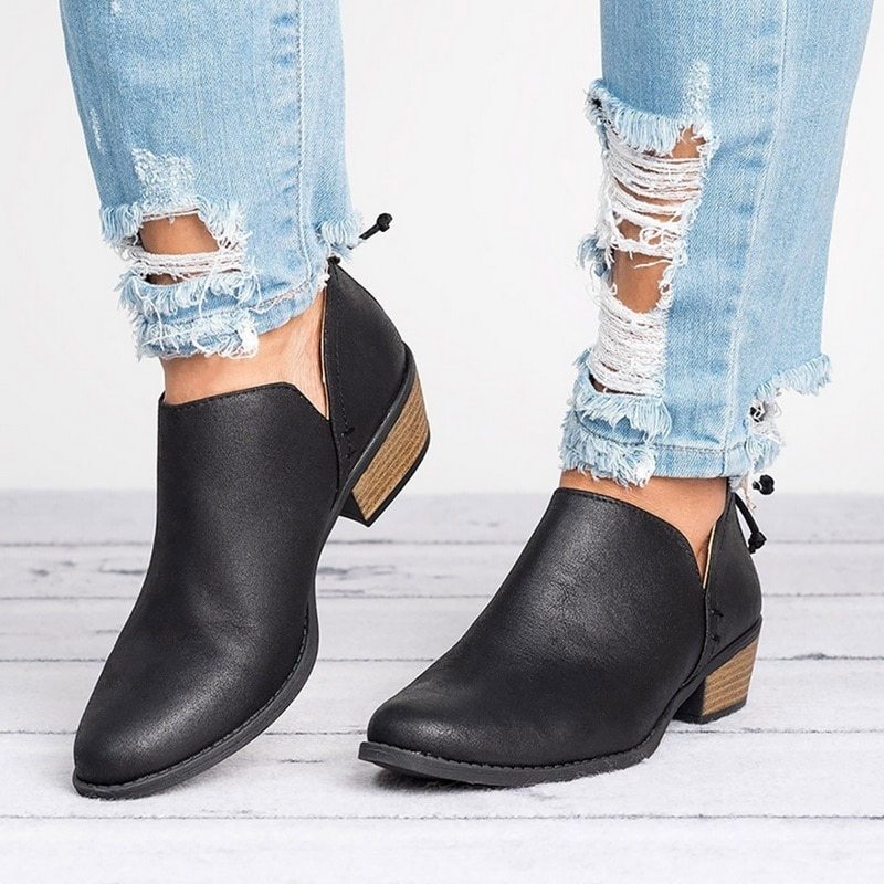 Autumn Women Shoes-  Retro High Heel Ankle Boots