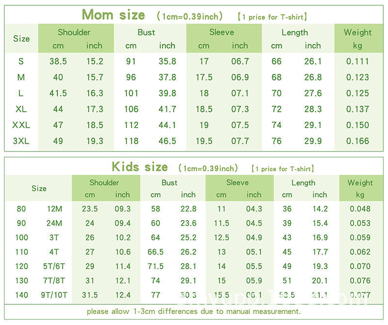 Cute Mother-daughter Matching Outfit - Mom/Mini Summer Casual Letter Print Short-sleeve