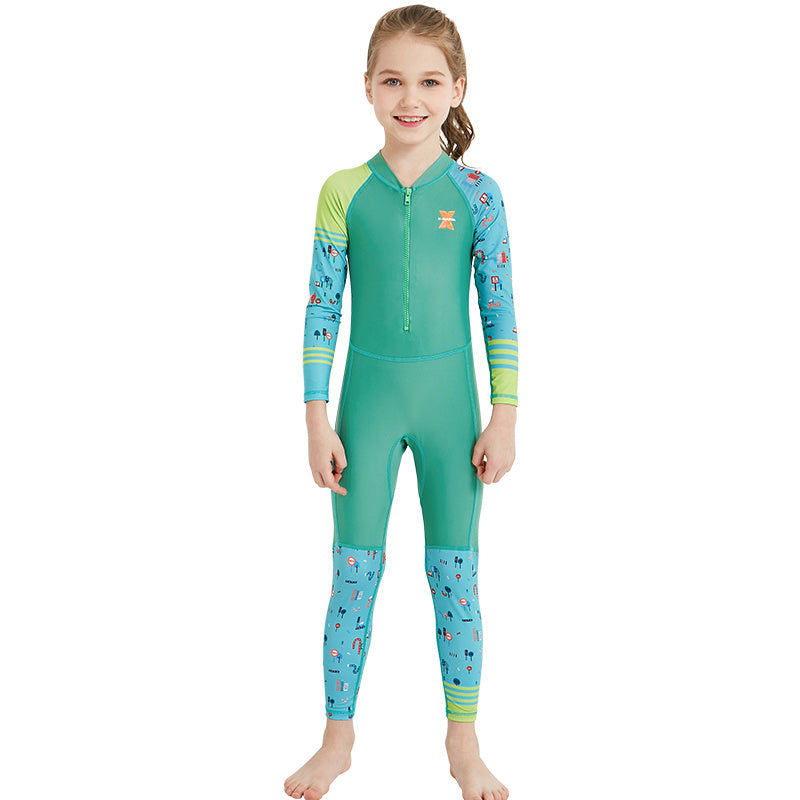 Children's Quick-drying Diving Suit --  girls, boys conjoined long-sleeved snorkeling suit