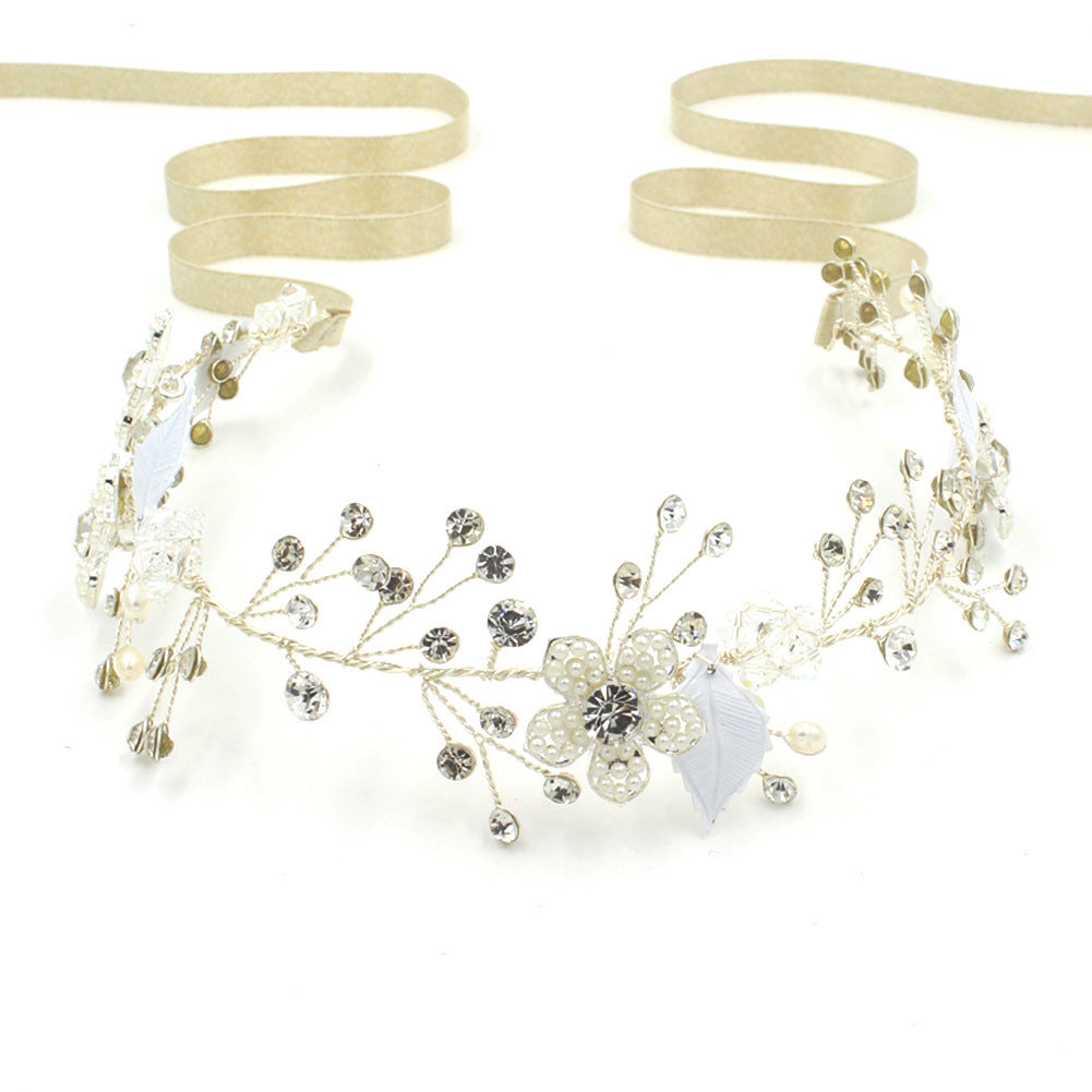 Modern High-end Bride Pearl Crystal Headdress - Ornament jewelry crown hair headdress handmade jewelry trade