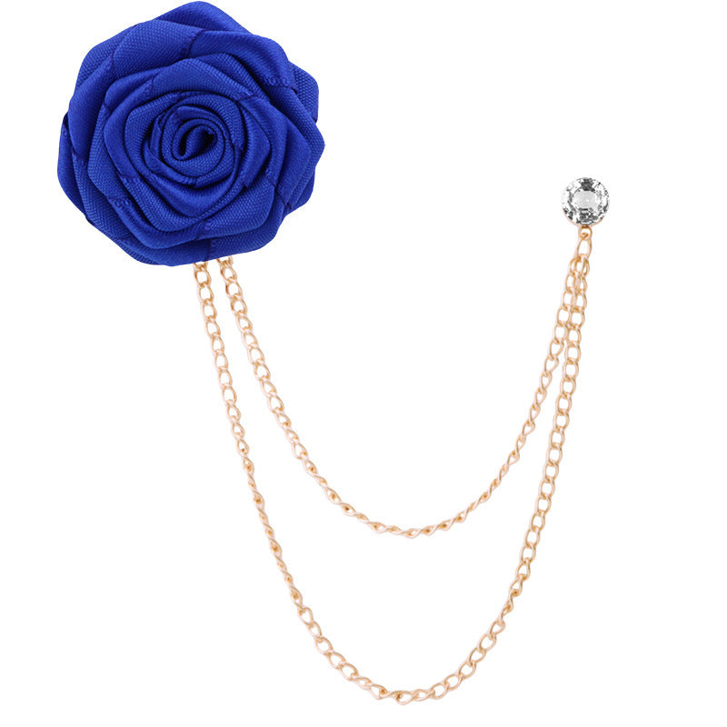 🌹Handmade Rose Brooch with Tassel – Elegant Unisex Suit Pin