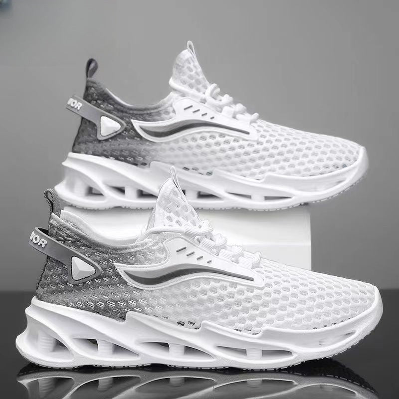 Men's Lace-up Sneakers - Mesh Sports Shoes Fashion Hollow-sole Low Top Running Shoes