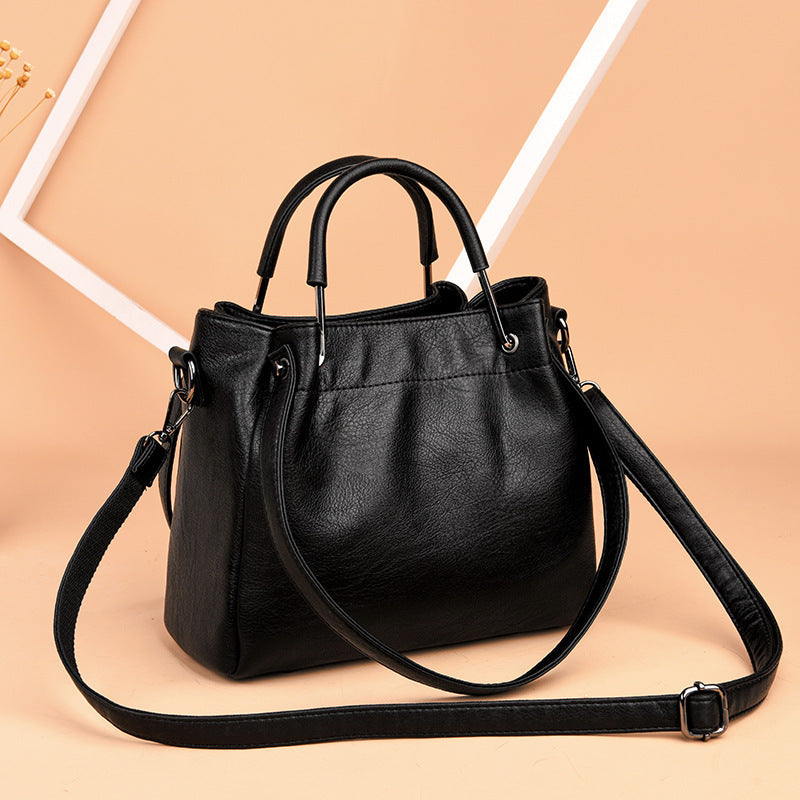 Handbags - Korean Fashion Women's Bags, Soft Leather Retro Bucket Bag Handbag