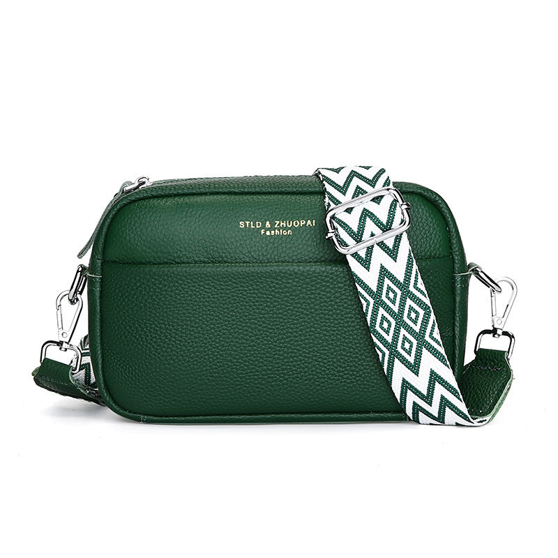 Simple Shoulder Messenger Bag - Top Layer Cowhide Small Square Bag