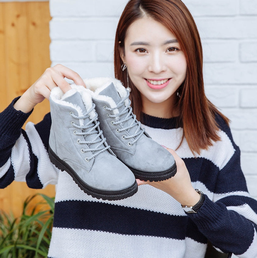 Women Snow Boots - Flat With Large Size Casual Cotton Shoes, Trend Women Vulcanized Shoes Artificial Plush