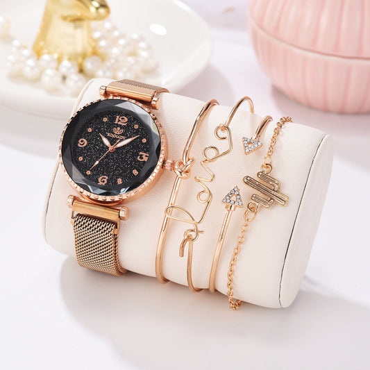 Elegant Starry Sky Magnetic Bracelet Watch – A Timeless Statement Piece ✨ Women Watches Starry Sky Magnet Buckle Fashion Bracelet Wristwatch Roman Numeral Simple Clock Gift - JumoShop