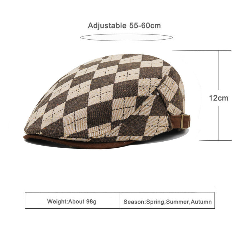 Retro Plaid Short Brim Advance Hats - British Casual Painter Hat