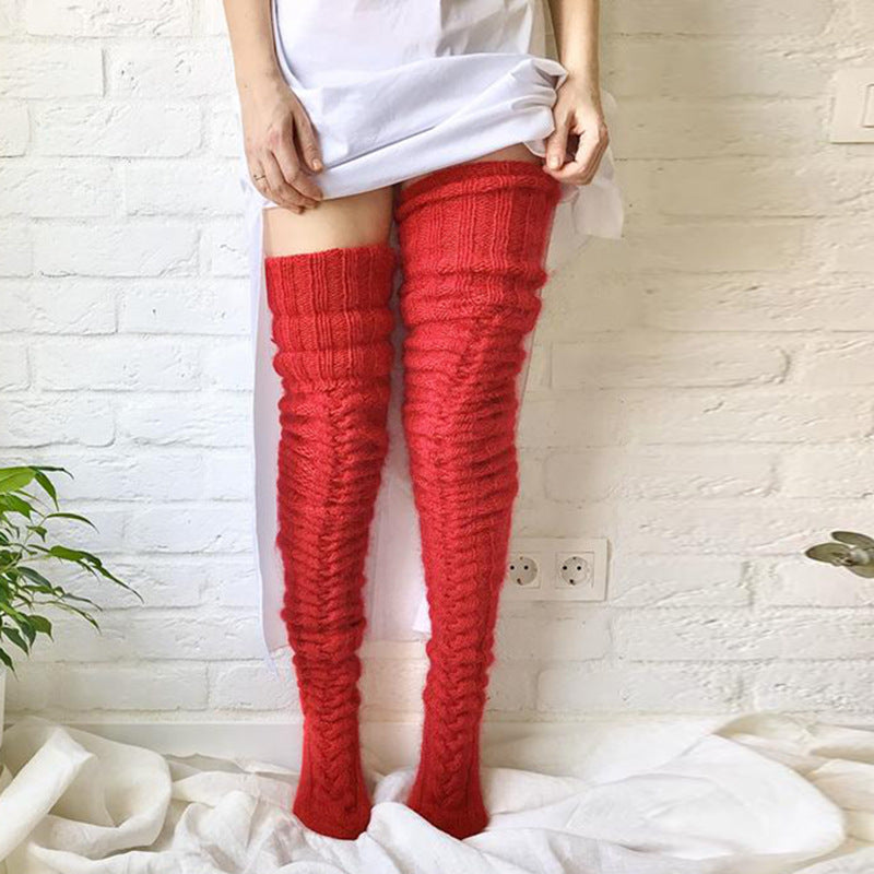 Winter Socks - Over The Knee Lengthened Long Tube Knitted Pile Socks