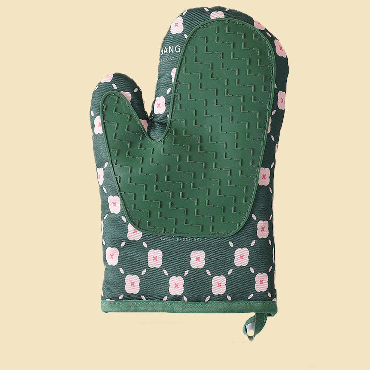 Insulation Gloves Oven Mitts - Anti-Scalding Non-Slip Kitchen Heat Resistant Thickened Cotton Heat Insulation Oven Gloves