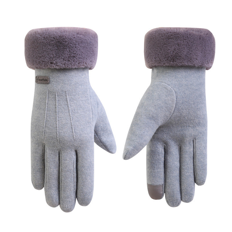 Autumn and Winter Cashmere Full Finger Gloves