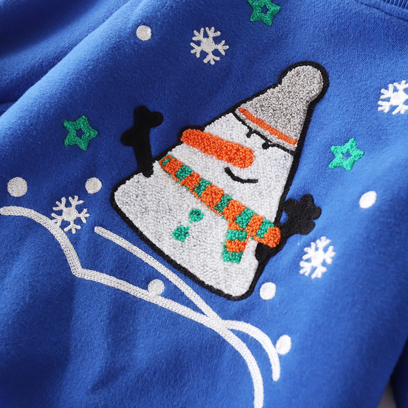 Christmas Snowman Velvet Padded Sweater