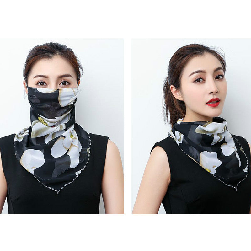 Hanging Ear Thin Face-covering Scarf - Triangle Veil Scarf