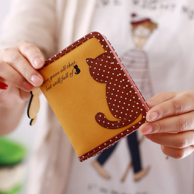 New Style Cartoon Short Wallet – Korean Version for Girls with Zipper Pocket