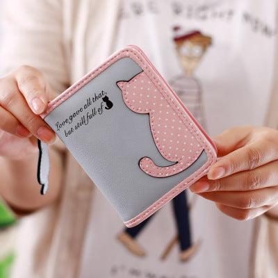 New Style Cartoon Short Wallet – Korean Version for Girls with Zipper Pocket