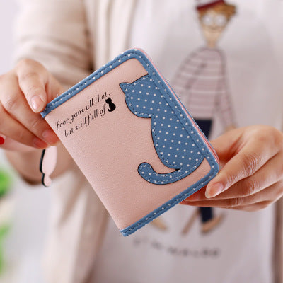 New Style Cartoon Short Wallet – Korean Version for Girls with Zipper Pocket