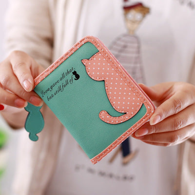 New Style Cartoon Short Wallet – Korean Version for Girls with Zipper Pocket
