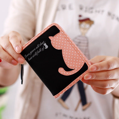 New Style Cartoon Short Wallet – Korean Version for Girls with Zipper Pocket