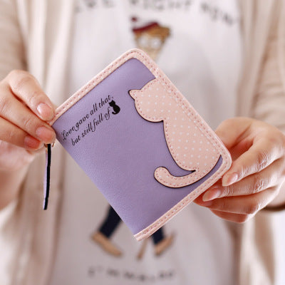 New Style Cartoon Short Wallet – Korean Version for Girls with Zipper Pocket